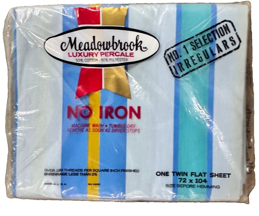 Vintage Meadowbrook Luxury Percale Striped Twin Flat Sheet 72x104 New In Package
